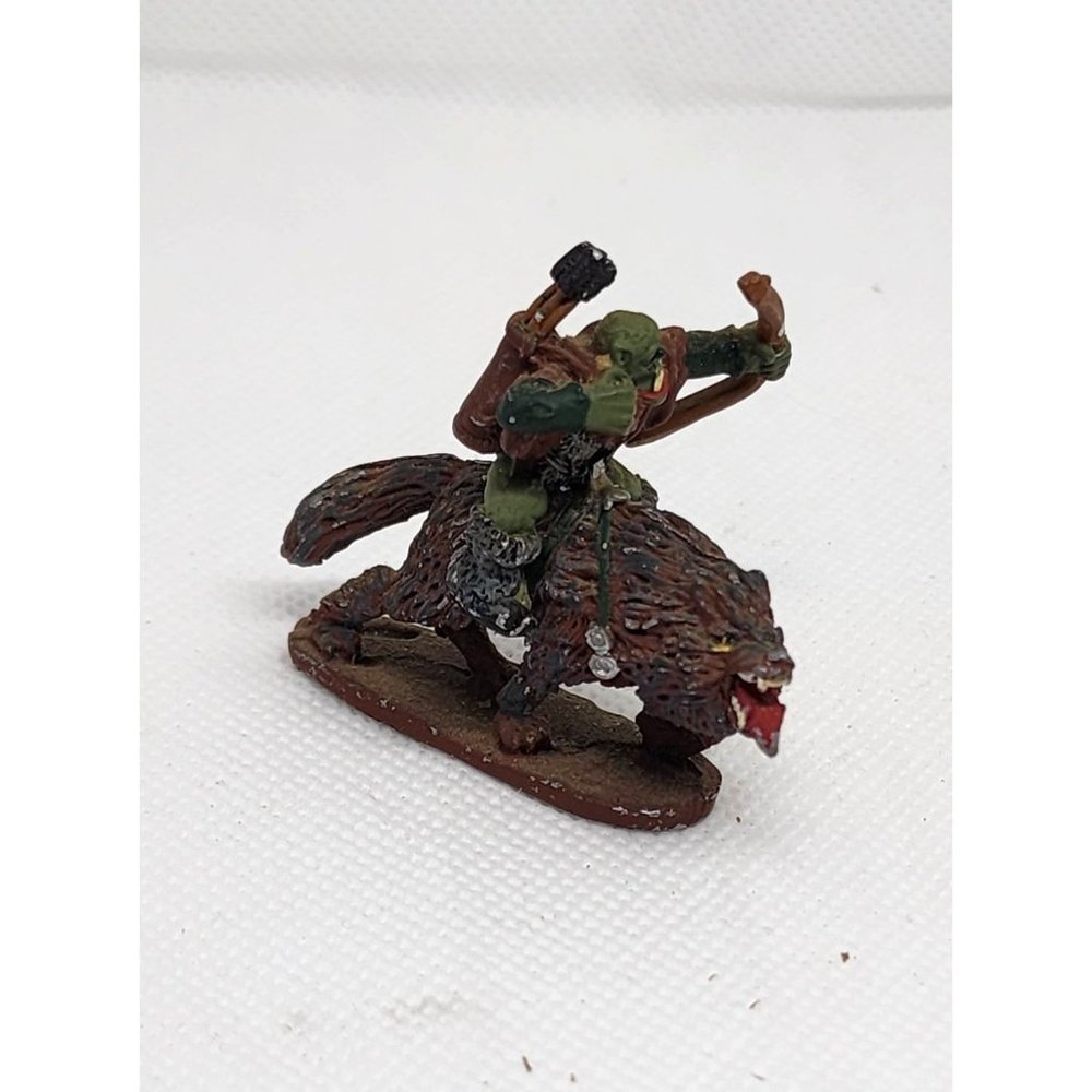 Vintage Grenadier D&D Dwarf Figure Stone Mounted Wolf Figurine with Ogre Rider S